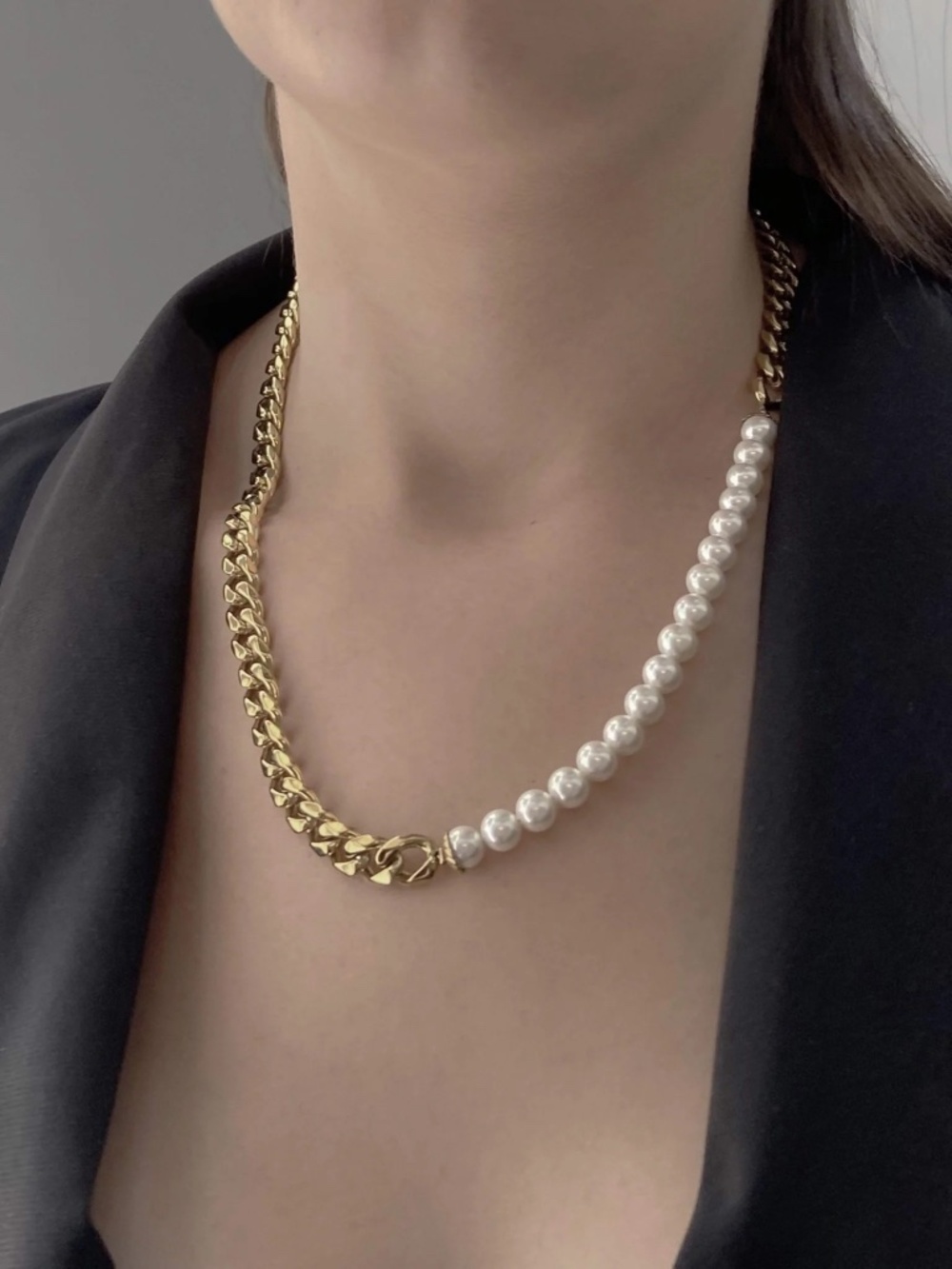 NIB | Rare Romance | Pearl Cuban Chain Unisex Necklace - Picture 2 of 8